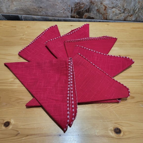 Rel Linen Cloth Table Napkins Reversible Set of 6 - Picture 4 of 9